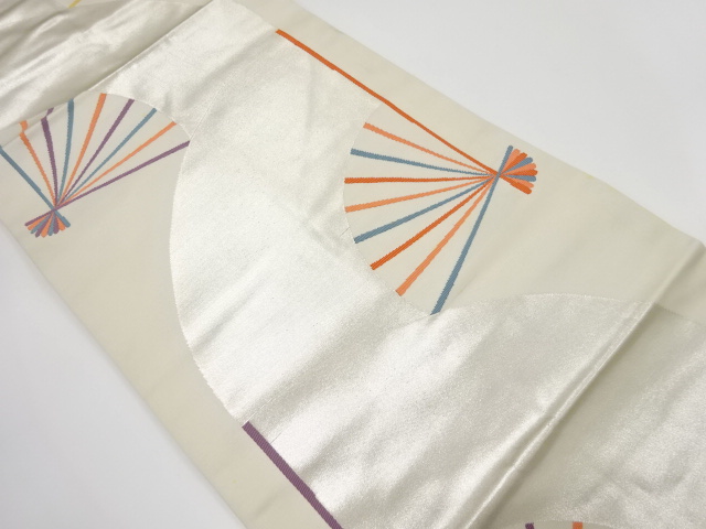 扇面模様織り出し　名古屋帯